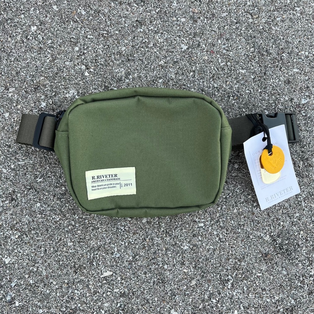 R.Riveter American Handmade Belt Bag Olive Green Canvas Waist Pack USA Made NWT